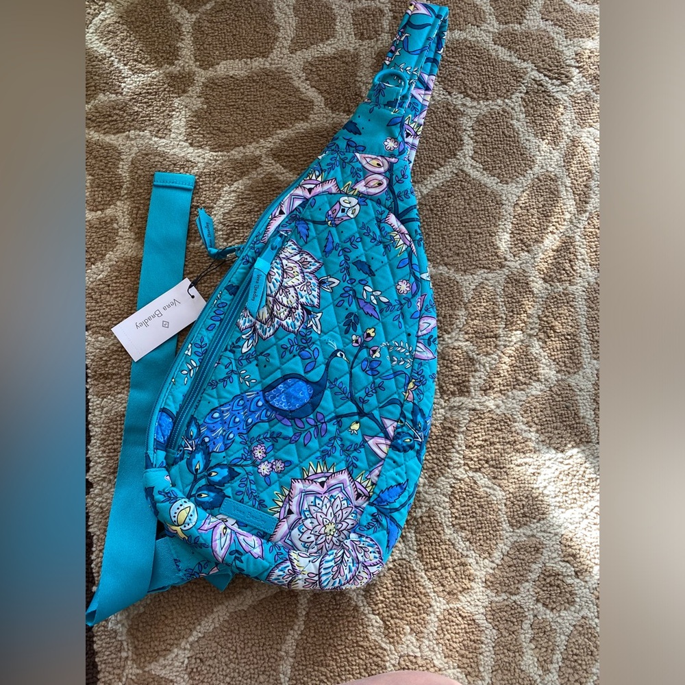 Vera Bradley essential sling backpack peacock garden